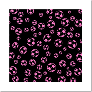 Football / Soccer Colors Balls In Pink Seamless Pattern Posters and Art